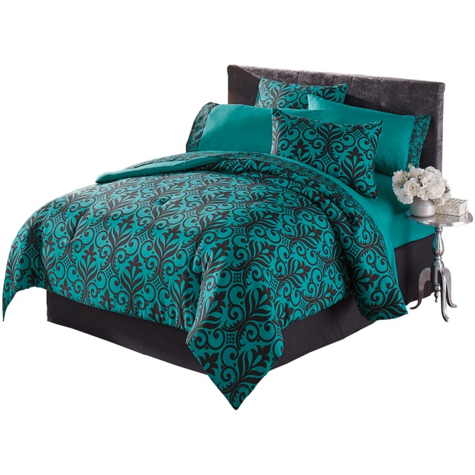 Color Connection Damask Microfiber Sheet Set, , large