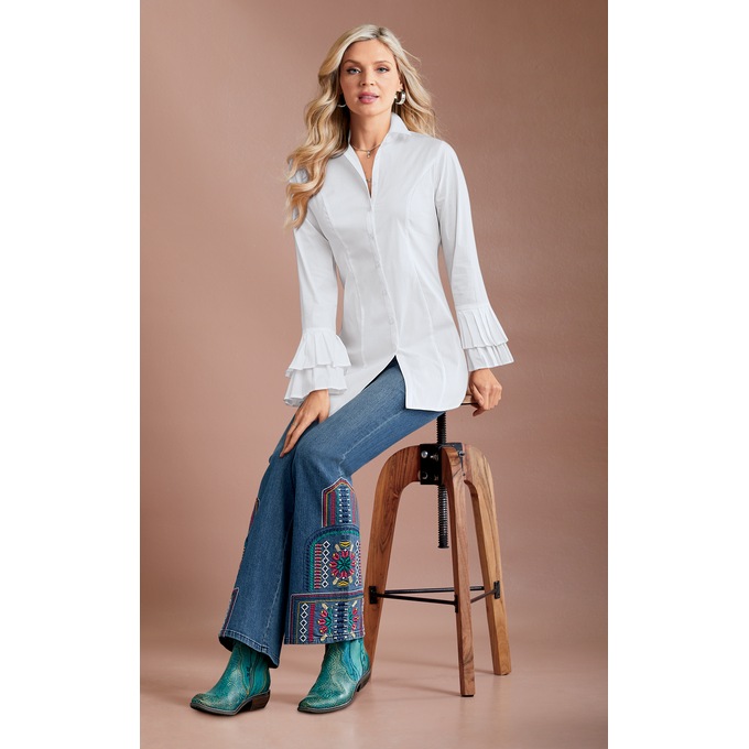 Tilly Embroidered Bootcut Jean, , large