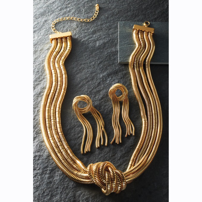 Multi-Strand Knot Necklace & Earring Set, , large