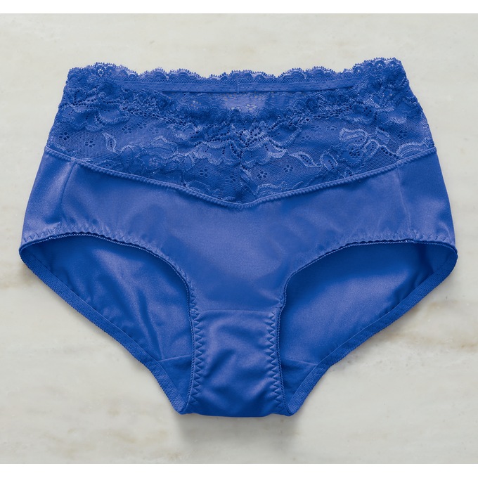 Lace-Trim Bikini Panty, Blue Violet, large