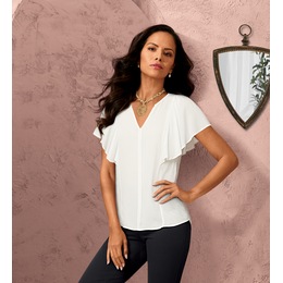 Jennifer Flutter-Sleeve Blouse, , large