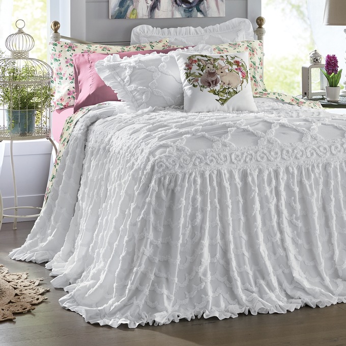 Angelica Ruffle Chenille Bedspread, , large