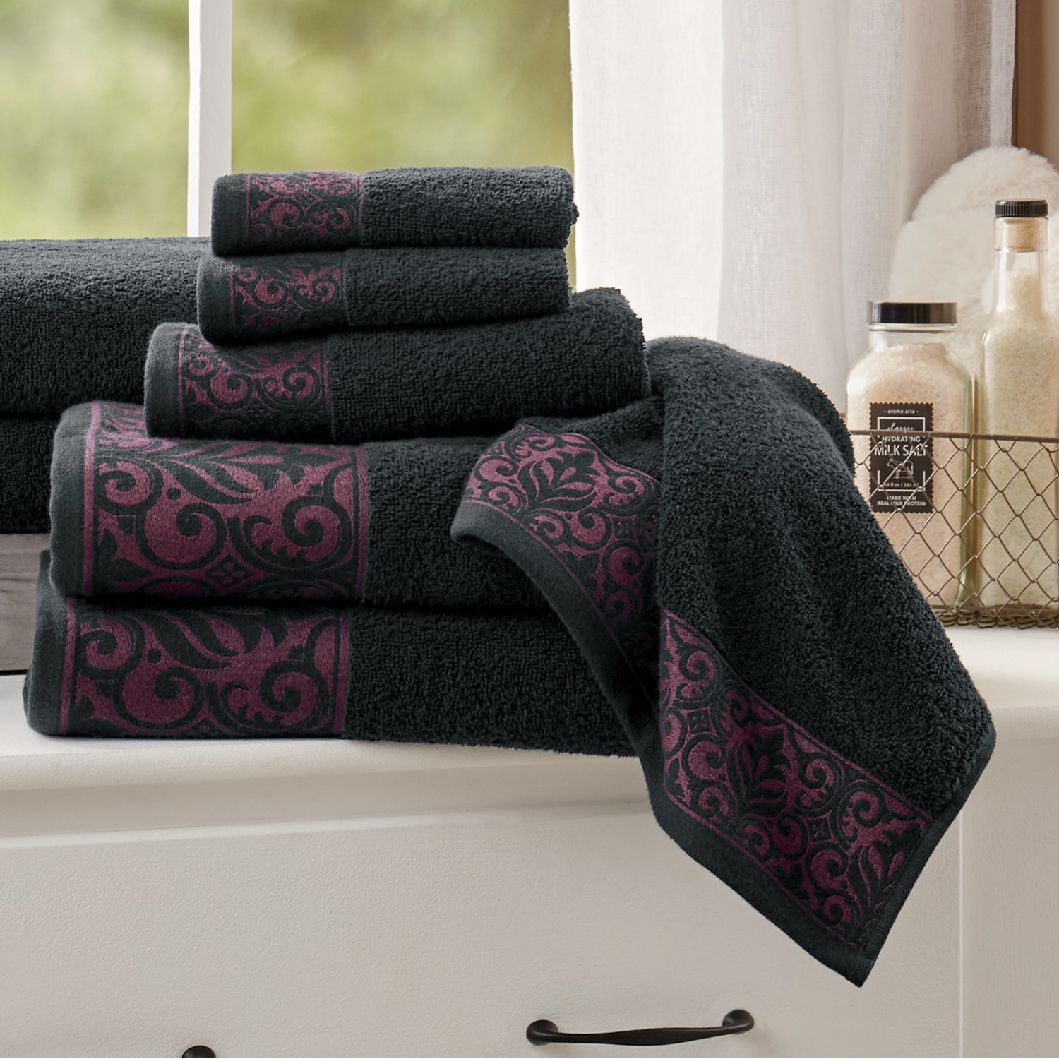 Damask towel set new arrivals