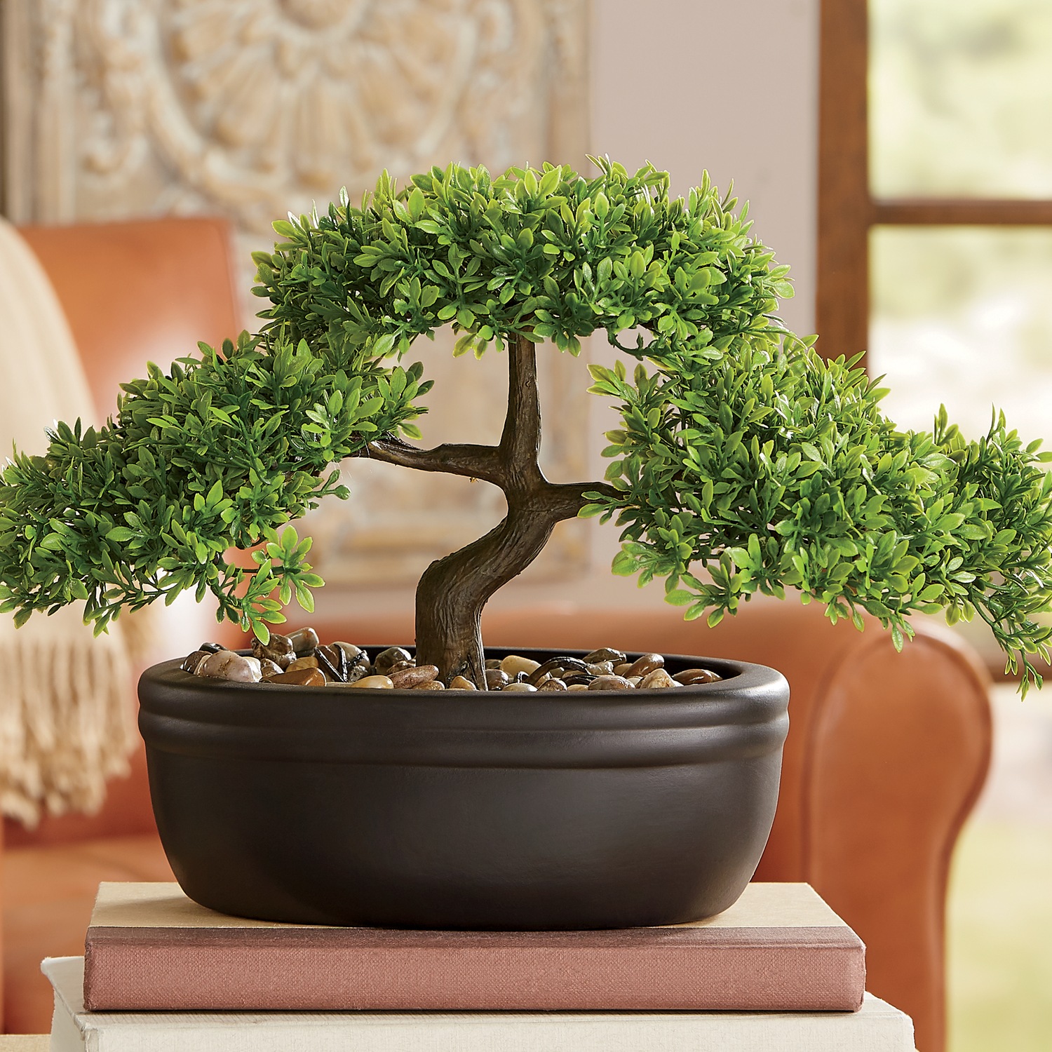 Faux Bonsai  Tree  in Ceramic  Pot Midnight Velvet