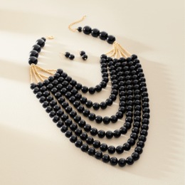 Color/Multi-Strand Bead Necklace &amp; Earring Set, , large