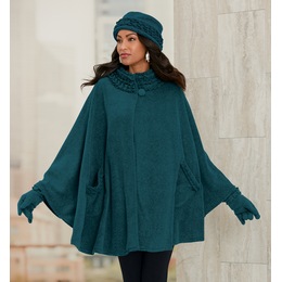 Fleece Ruffle-Trim Cape, , large