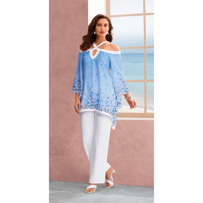 Flora Cold-Shoulder Pant Set, , large