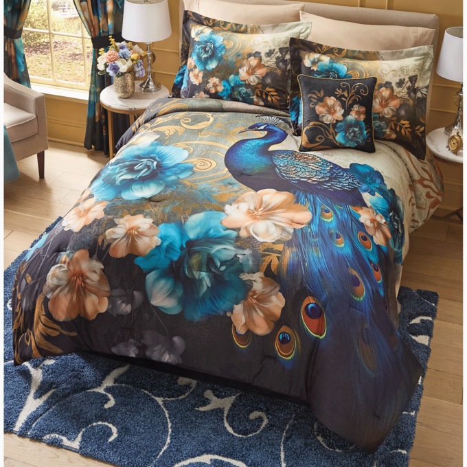 Elegant Peacock Comforter Set, , large