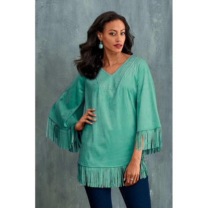 Fringe Poncho Top, , large
