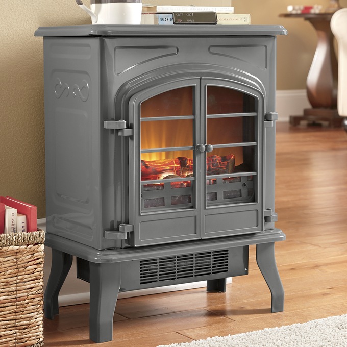 Electric Fireplace Stove, 1500W, with Remote, , large