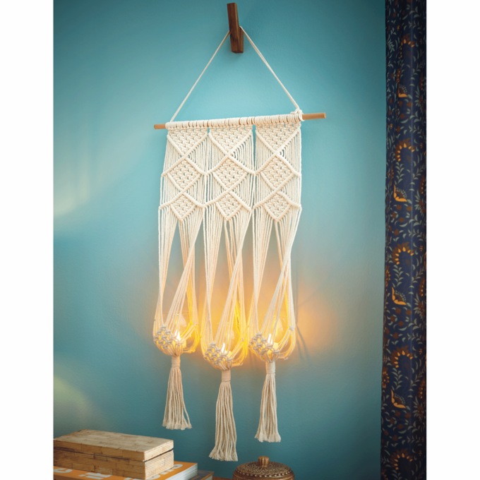 Macrame LED Candleholder, , large