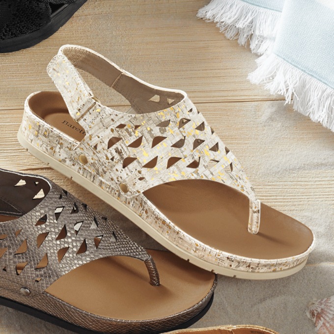 BareTraps Winika Faux Leather Thong Sandal with Cutouts and Hook-and-Loop Closure, , large