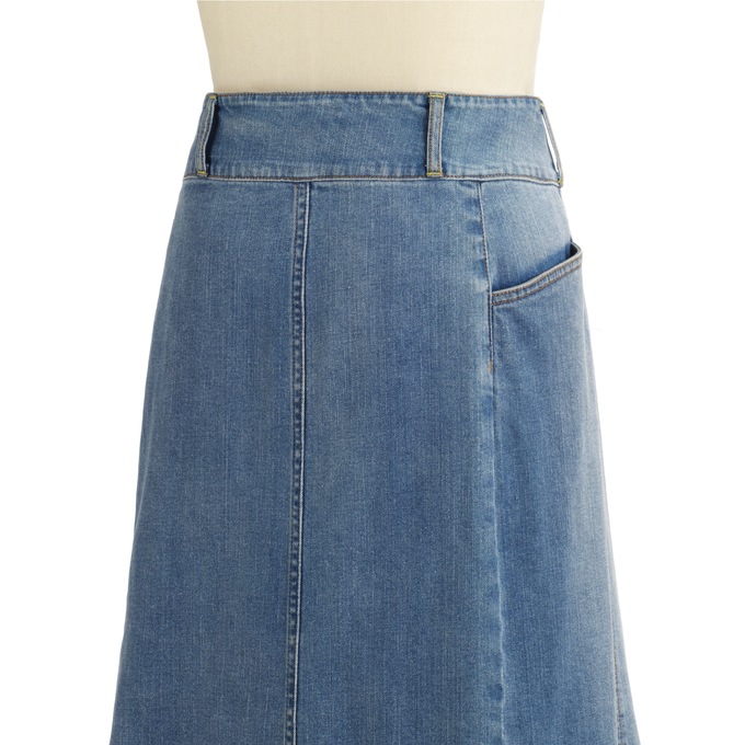 Ava Button Front Denim Skirt, , large