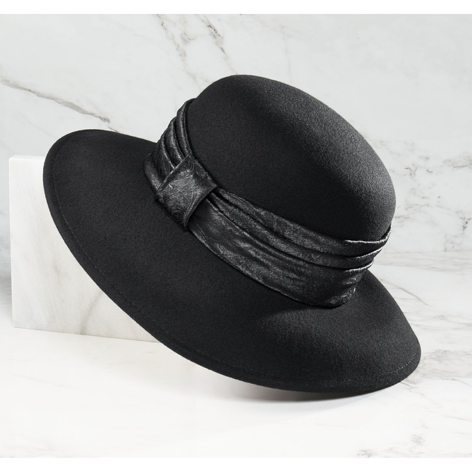 Cloche Hat with Silk Tie, , large