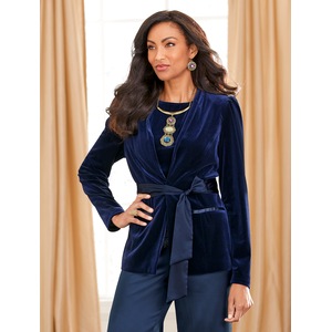 Velvet Jacket with Charmeuse Belt, , large