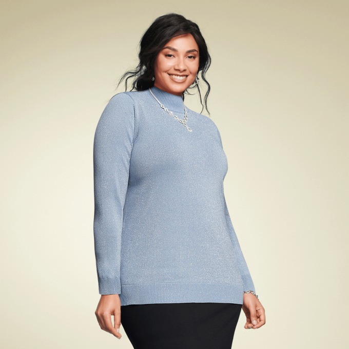 Becca Mock-Neck Sweater, Blue, large