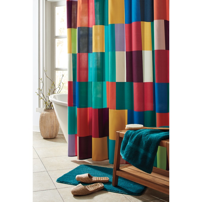 Color Connection Colorblock Shower Curtain, , large