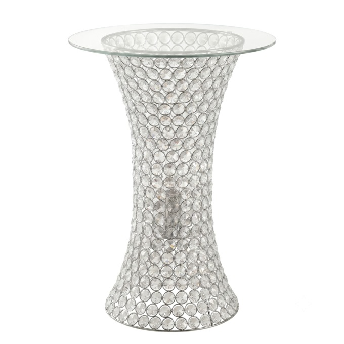 Crystal Beaded Lit Accent Table with Glass Top, , large