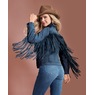 Denim Fringe Jacket, , large
