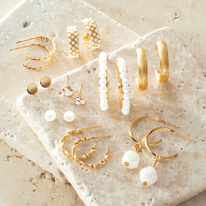 9-Pair Faux-Pearl Earring Set , , large