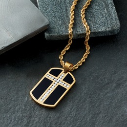 Men&#39;s Majesty the Light Dog-Tag Cross Necklace, , large