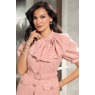Sequin Tweed Skirt Suit with Rhinestone Accents and Bow Top, , large