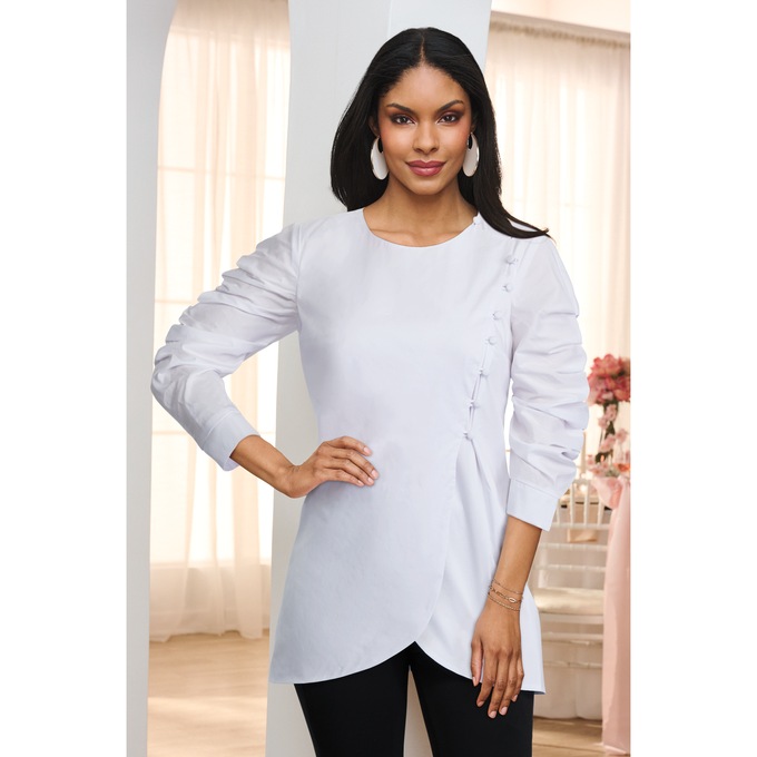 London Stretch-Poplin Tunic, , large