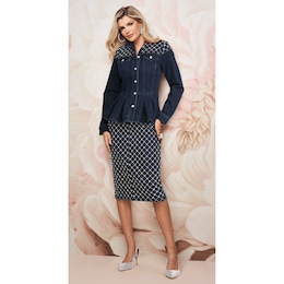 Delyse Denim Skirt Suit, , large
