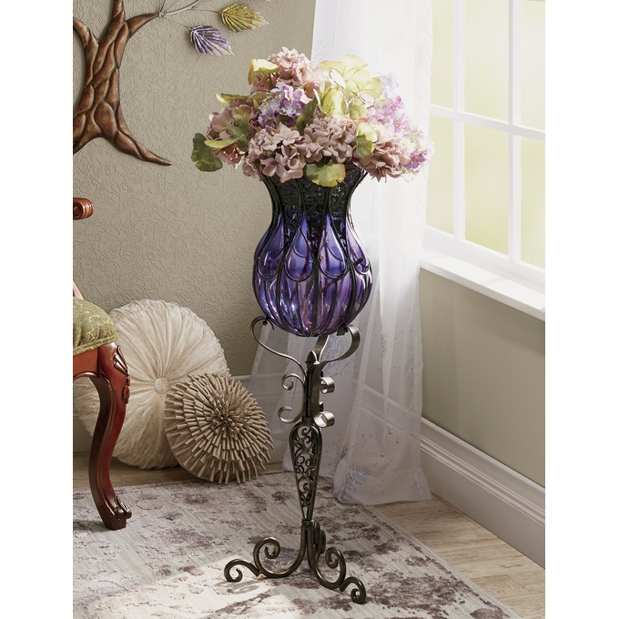 Corona Captured Glass Vase with Stand, , large