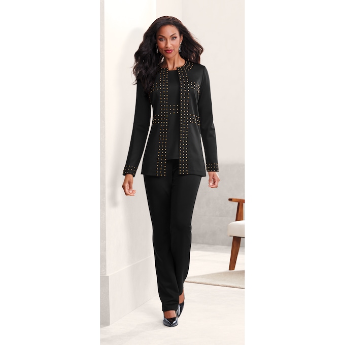 Riyon 3-Piece Studded Pantsuit, , large