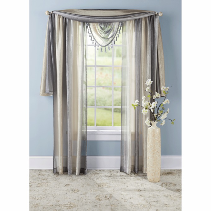 Ombré Tasseled Waterfall Valance, , large