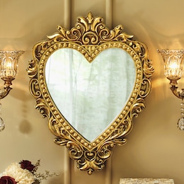 Golden Victorian Ornate Heart Mirror, , large