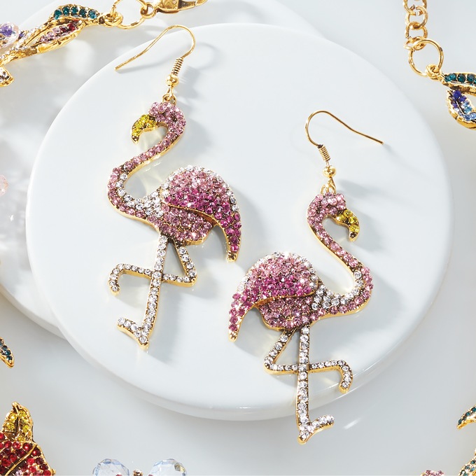 Crystal Flamingo Earrings, , large