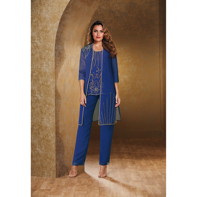 Annette 3-Piece Beaded Pant Set, , large