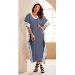 Carmella Crochet-Trim Caftan, , large