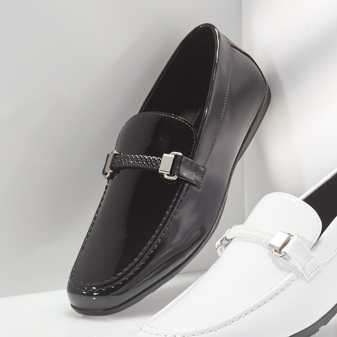 Stacy Adams Sheridan Patent Moc-Toe Bit Slip-On, Black Patent, large