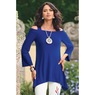 Cara Cold-Shoulder Tunic with Flared Sharkbite Hem, , large