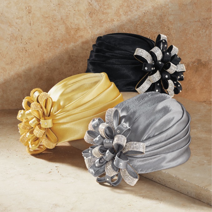 Embellished Flower Turban, , large
