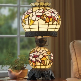 Stained Glass Magnolia Hurricane Lamp, , large