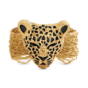 3-D Leopard Bracelet, Goldtone, large