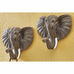 Set of 2 Elephant Wall Hooks, , large