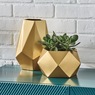 Set Of 2 Golden Faceted Vases, , large