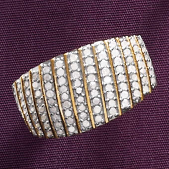Diamond Rows Wide Band, , large