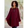 Faux-Fur Trim Cape, Bordeaux, large