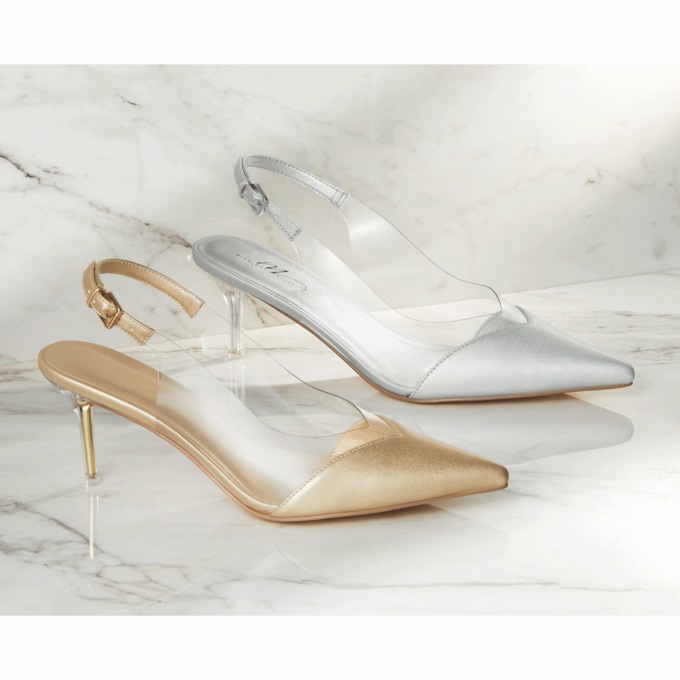 Metallic And Vinyl Slingback for Women with Memory Foam Footbed and 2.75" Stiletto Heel, , large