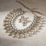 Vintage-Style Faux-Pearl Necklace & Earring Set, Goldtone, large