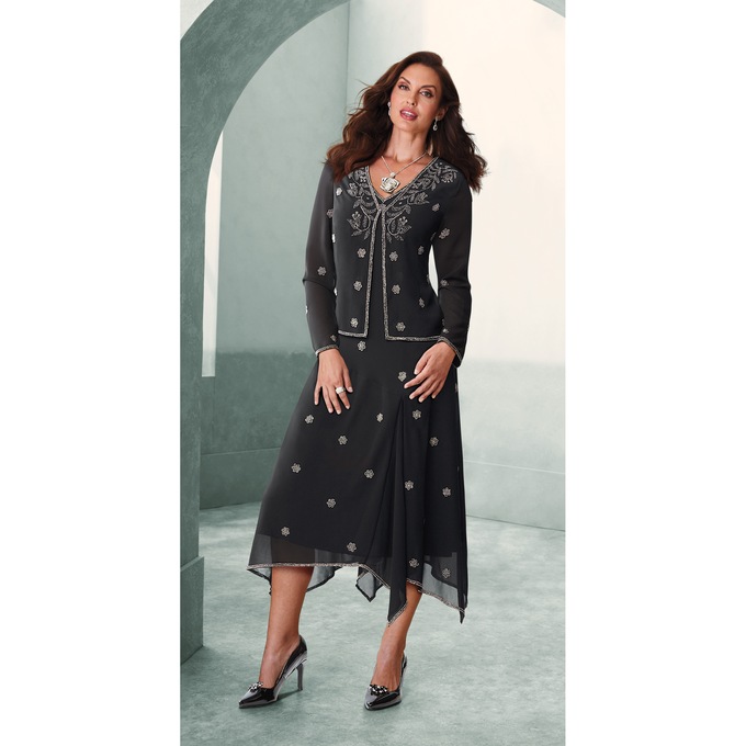 Brigid Beaded Jacket Dress Midnight Velvet