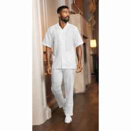 Stacy Adams Linen Jacquard Pant Set, , large