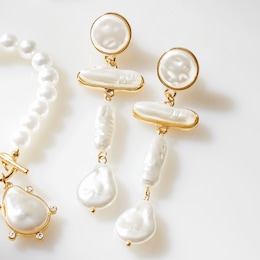Faux-Pearl Drop Earrings, , large
