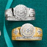 Diamond Round Cluster/Cross Bridal Set, , large